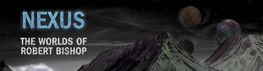 Nexus - An image of three planets, symbolising the three worlds of Bishop's writing.
